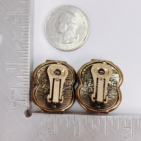 VTG Signed Heidi Daus Art Deco Revival Rhinestone Blue Clip Earrings Collectible - Picture 10 of 10